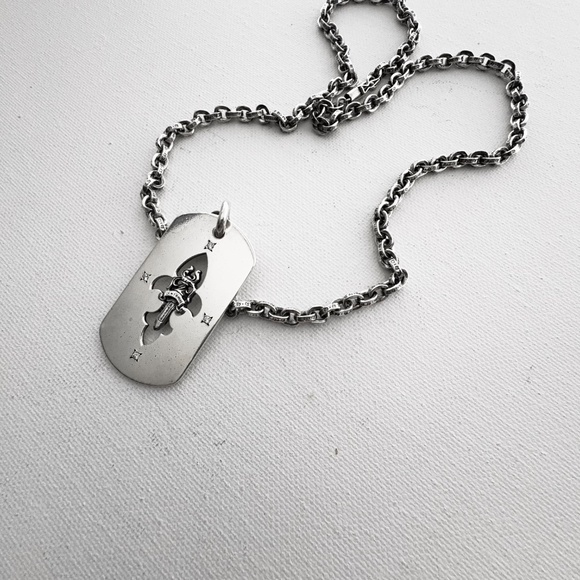 Chrome Hearts 4 diamond pendant & 24" paper-chain necklace - Picture 2 of 13